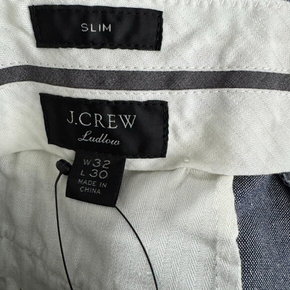 J. Crew Ludlow Baird Mcnutt Slim Pant 32 Irish Cotton Linen Blue NWT PT-2554 - Picture 8 of 12